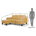 Adorn India Chandler L Shape 4 Seater Sofa Set Plain (Beige)