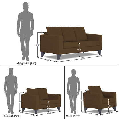 Adorn India Hallton Plain 3+2+1 6 Seater Sofa Set (Brown)