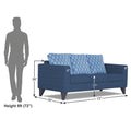 Adorn India Straight line Plus Blossom 3 Seater Sofa (Blue) (3 Year Warranty)