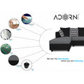 Zink Straight line L Shape 6 Seater Sofa Rhombus Cushion (Left Side Handle)(Grey & Black)