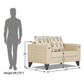 Adorn India Straight line Plus Leaf 2 Seater Sofa (Beige) (3 Year Warranty)