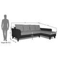 Adorn India Maddox Plain Two Tone L Shape 6 Seater Sofa Set RHS (Grey & Black) (3 Year Warranty)