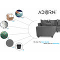 Adorn India Winston L Shape 6 Seater Sofa Set (Left Side) (Grey)
