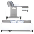Adorn India Ashley Leatherette Fabric L Shape 6 Seater Sofa Set Digitel Print (Right Hand Side) (Grey & White) (3 Year Warranty)