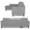 Adorn India Maddox Stripes L Shape 6 Seater Sofa Set LHS (Grey) (3 Year Warranty)
