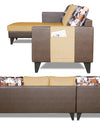 Adorn India Ashley L Shape 5 Seater Sofa Set Leatherette Fabric Digitel Print (Left Hand Side) (Brown & Beige)