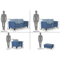 Tornado Bricks 3+2+1 6 Seater Sofa Set with Centre Table (Blue)