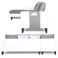 Adorn India Ashley Leatherette Fabric L Shape 6 Seater Sofa Set Digitel Print (Left Hand Side) (Grey & White) (3 Year Warranty)