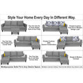 Adorn India Hallton L Shape 4 Seater Sofa Set Digital Print (Grey) (3 Year Warranty)