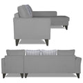 Adorn India Maddox Stripes L Shape 6 Seater Sofa Set RHS (Grey) (3 Year Warranty)