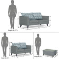 Adorn India Cortina Damask 3+2 5 Seater Sofa Set with Centre Table (Grey)