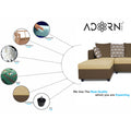 Zink Straight line L Shape 6 Seater Sofa Rhombus Cushion (Left Side Handle)(Brown & Beige)