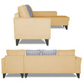 Adorn India Maddox Stripes L Shape 6 Seater Sofa Set RHS (Beige) (3 Year Warranty)