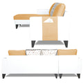 Adorn India Ashley Leatherette Fabric L Shape 6 Seater Sofa Set Digitel Print (Left Hand Side) (Beige & White) (3 Year Warranty)
