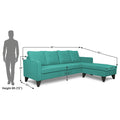 Adorn India Chandler Plain L Shape 5 Seater Sofa Set RHS (Aqua Blue) (3 Year Warranty)