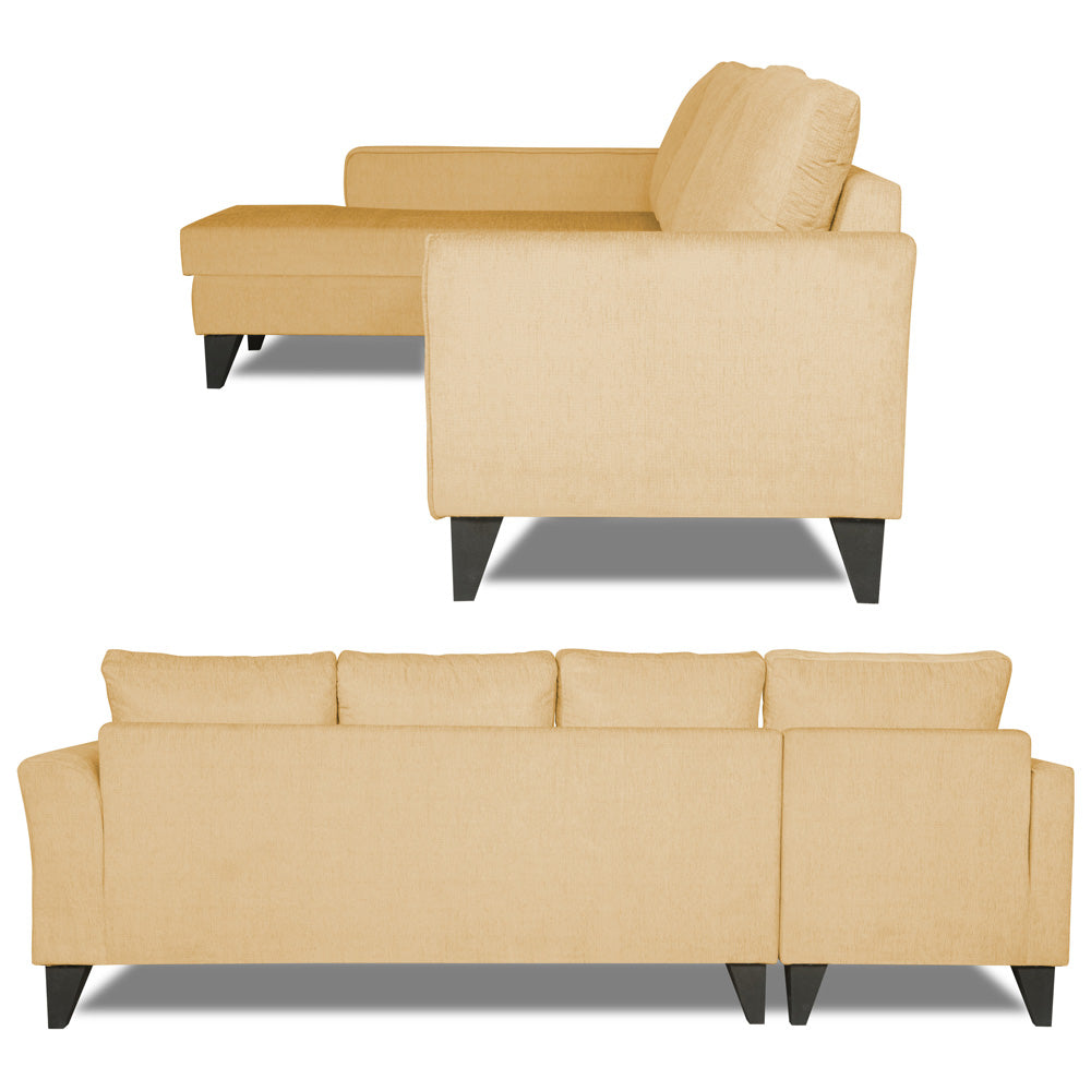 Adorn India Maddox L Shape 6 Seater Sofa Set Plain (Left Hand Side) (Beige)