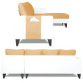 Adorn India Ashley Plain Leatherette Fabric L Shape 8 Seater Sofa Set with 2 Ottoman Puffy & Center Table RHS (Beige & White) (3 Year Warranty)