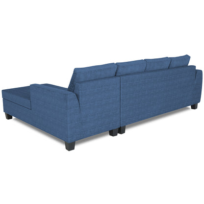 Adorn India Raiden Decent Premium L Shape 6 Seater Sofa Set with Center Table (Right Hand Side) (Blue)