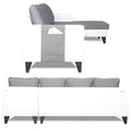 Adorn India Ashley Leatherette Fabric L Shape 6 Seater Sofa Set Plain (Right Hand Side) (Grey & White) (3 Year Warranty)