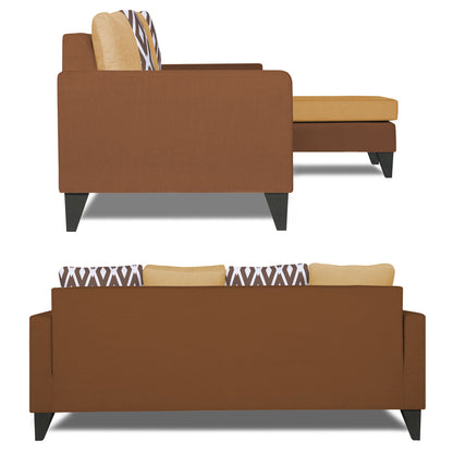 Adorn India Beetle L Shape 5 Seater Sofa Set Rhombus (Right Hand Side) (Brown & Beige)