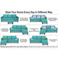 Adorn India Wood Hallton L Shape 4 Seater Sofa Set Digital Print (Aqua Blue) (3 Year Warranty)