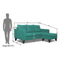 Adorn India Chandler Plain L Shape 4 Seater Sofa Set (Aqua Blue) (3 Year Warranty)