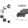 Adorn India Blazer L Shape 5 Seater Sofa Set (Left Side, Grey)
