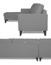 Adorn India Hallton L Shape 5 Seater Sofa Set Plain (Left Hand Side) (Grey)