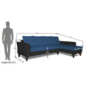 Adorn India Maddox Plain Two Tone L Shape 6 Seater Sofa Set RHS (Blue & Black) (3 Year Warranty)