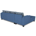 Raiden Stripes L Shape 6 Seater Sofa Set with Center Table (Left Hand Side) (Blue)