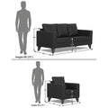 Adorn India Straight line Plus Leatherette 3+1+1 5 Seater Sofa Set (Black) (3 Year Warranty)