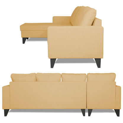 Adorn India Hallton L Shape 5 Seater Sofa Set Plain (Left Hand Side) (Beige)