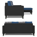 Adorn India Beetle Rhombus L Shape 5 Seater Sofa Set RHS (Blue & Black) (3 Year Warranty)