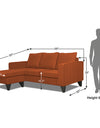 Adorn India Chandler L Shape 4 Seater Sofa Set Plain (Left Hand Side) (Rust)