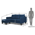 Adorn India Chandler L Shape 4 Seater Sofa Set Plain (Blue)