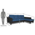 Adorn India Maddox Tufted L Shape 6 Seater Sofa Set RHS (Blue & Black) (3 Year Warranty)
