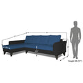 Adorn India Maddox Plain Two Tone L Shape 6 Seater Sofa Set LHS (Blue & Black) (3 Year Warranty)