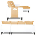 Adorn India Ashley Leatherette Fabric L Shape 6 Seater Sofa Set Stripes (Right Hand Side) (Beige & White) (3 Year Warranty)