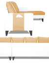 Adorn India Ashley Leatherette Fabric L Shape 6 Seater Sofa Set Stripes (Right Hand Side) (Beige & White)