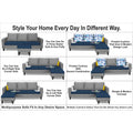 Adorn India Hallton L Shape 4 Seater Sofa Set Digital Print (Blue & Grey) (3 Year Warranty)