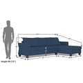 Adorn India Valencia Plus Decent L Shape 6 Seater Sofa Set (Right Hand Side) (Blue)