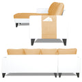 Adorn India Ashley Plain Leatherette Fabric L Shape 8 Seater Sofa Set with 2 Ottoman Puffy & Center Table LHS (Beige & White) (3 Year Warranty)
