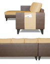 Adorn India Ashley L Shape 5 Seater Sofa Set Leatherette Fabric Plain (Left Hand Side) (Brown & Beige)