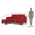 Adorn India Chandler L Shape 4 Seater Sofa Set Plain (Red)