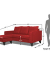 Adorn India Chandler L Shape 4 Seater Sofa Set Plain (Left Hand Side) (Red)