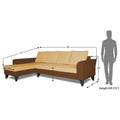 Adorn India Maddox Plain Two Tone L Shape 6 Seater Sofa Set LHS (Brown & Beige) (3 Year Warranty)