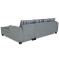 Raiden Stripes L Shape 6 Seater Sofa Set with Center Table (Right Hand Side) (Grey)
