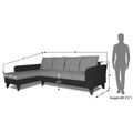 Adorn India Maddox Plain Two Tone L Shape 6 Seater Sofa Set LHS (Grey & Black) (3 Year Warranty)