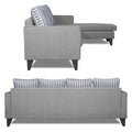 Adorn India Chandler Stripes L Shape 5 Seater Sofa Set RHS (Grey) (3 Year Warranty)