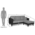 Adorn India Martin L Shape 4 Seater Sofa Set Two Tone (Right Hand Side) (Grey & Black) (3 Year Warranty)